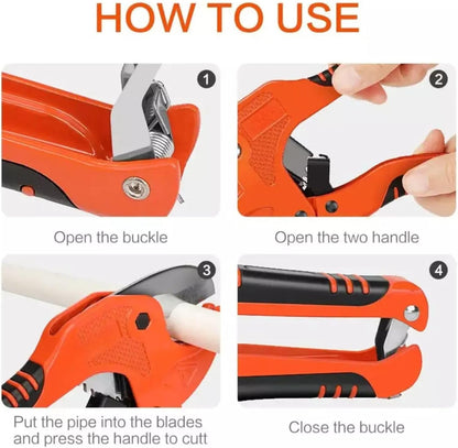 Ratcheting Pipe Cutter 42mm Max Diameter for PVC, PEX & PPR Plastic Pipe/Hoses