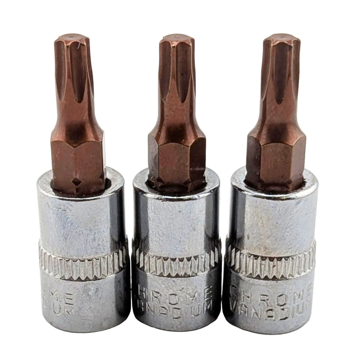 3 pack 1/4 inch drive Torx T25 bit sockets, S2 steel, 38mm