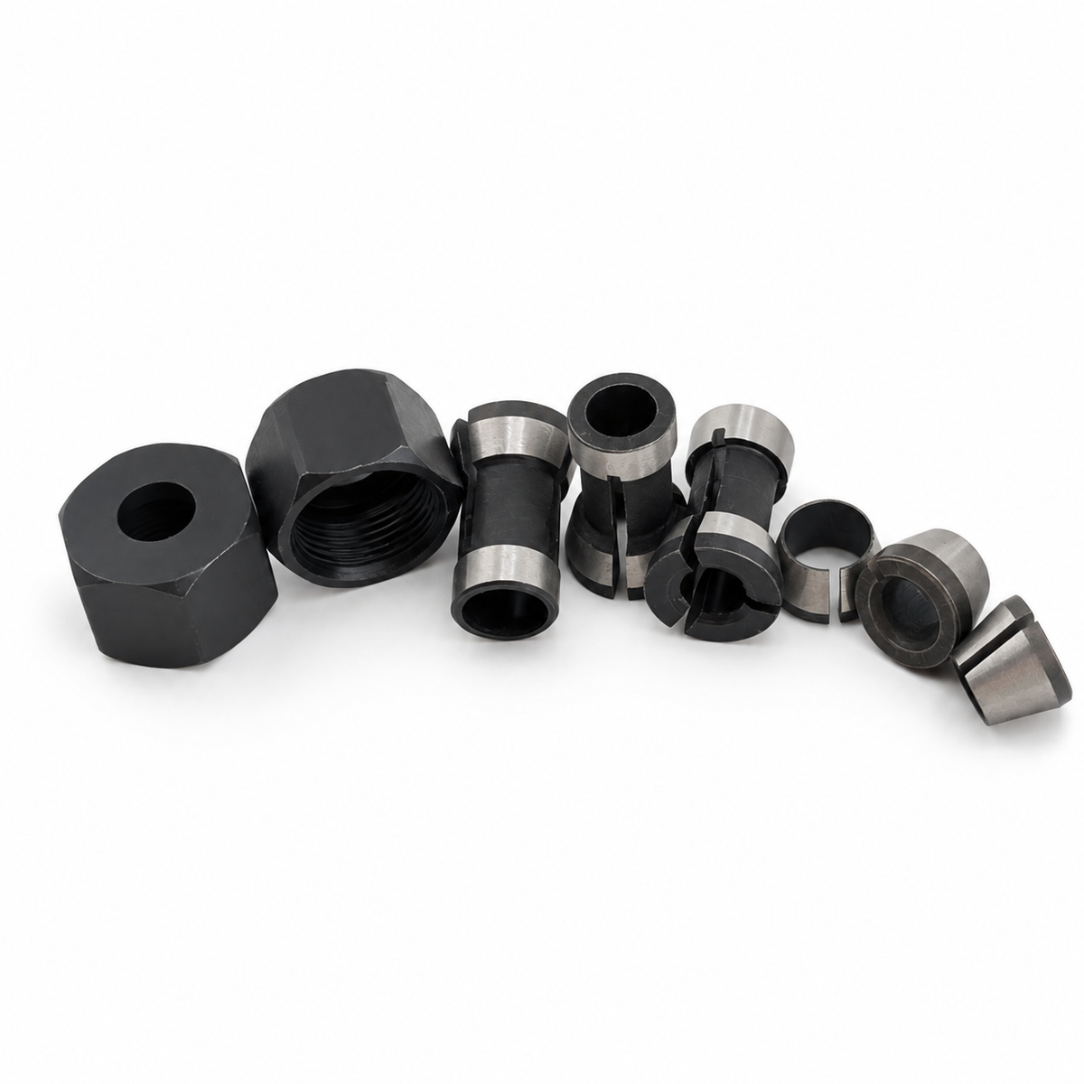8 pack router collet chuck nuts for 6mm, 6.35mm and 8mm bits