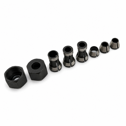 8 pack router collet chuck nuts for 6mm, 6.35mm and 8mm bits