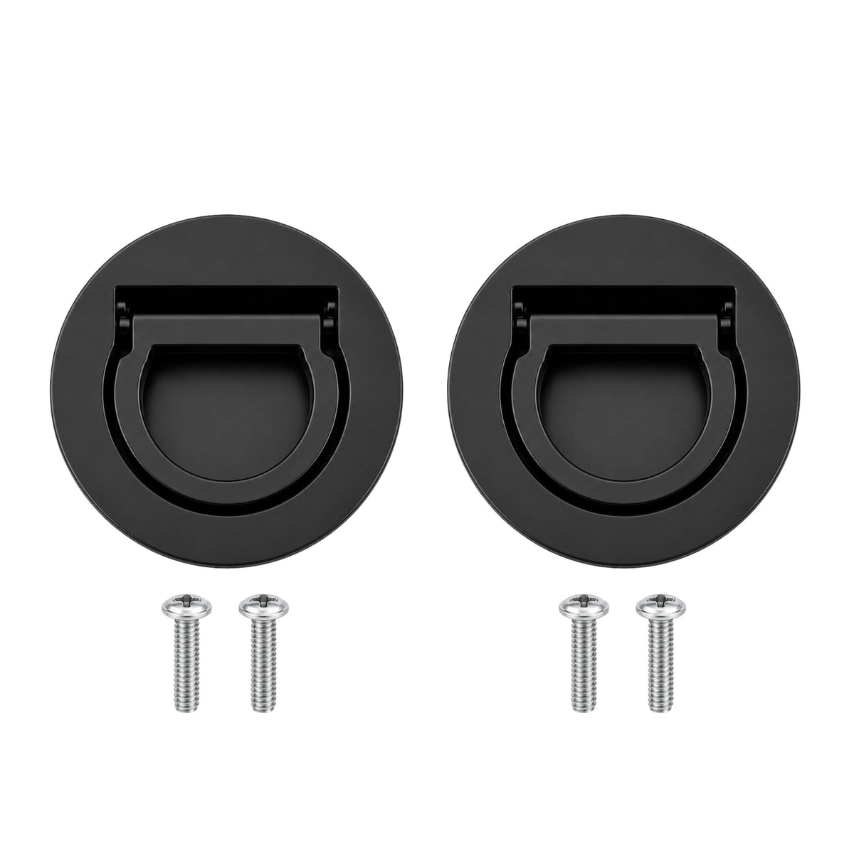 2 pack zinc alloy recessed flush ring pull door handles with screws