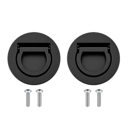 2 pack zinc alloy recessed flush ring pull door handles with screws