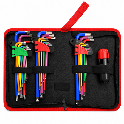 27pcs Long Allen Wrenches Sets with Ball End, SAE Metric Torx Allen Key Set with T-Handle Hex