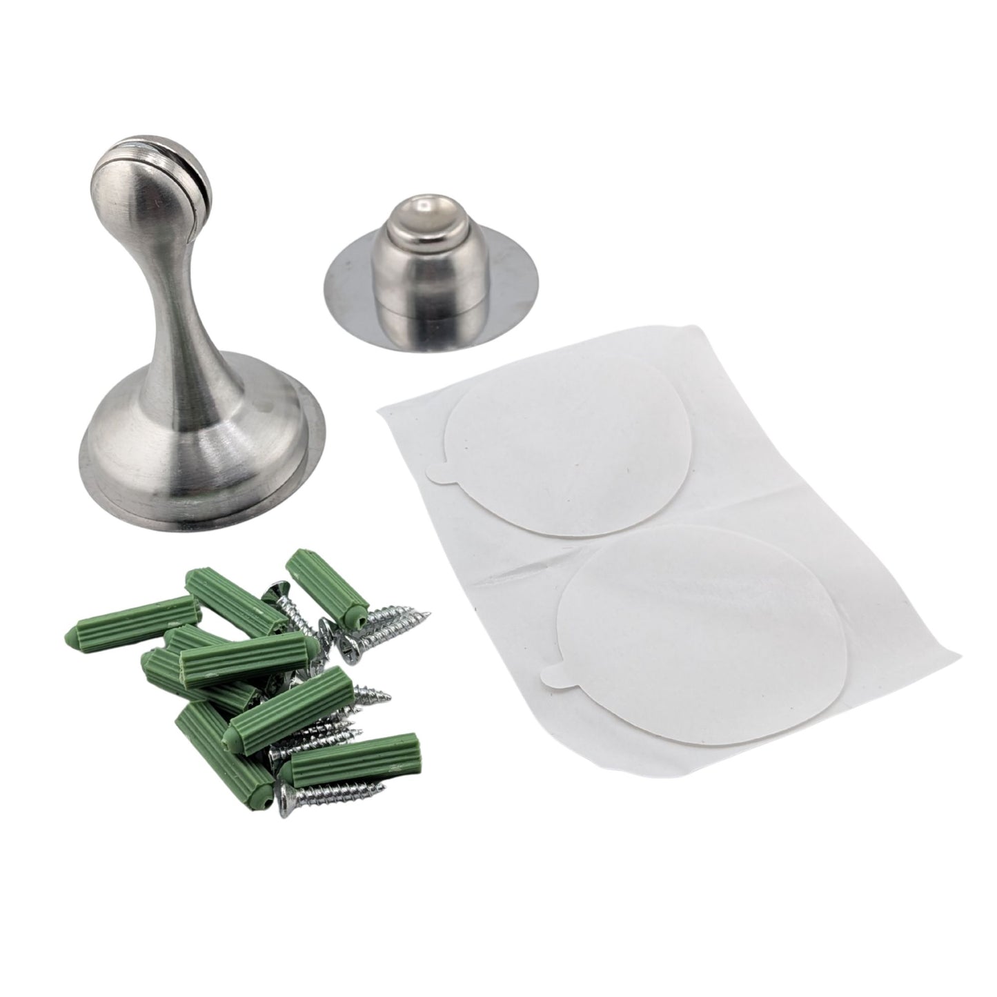 4 Pack Magnetic Door Stopper Brushed Nickel Finish, No-Drill Door Stop with Strong Adhesive