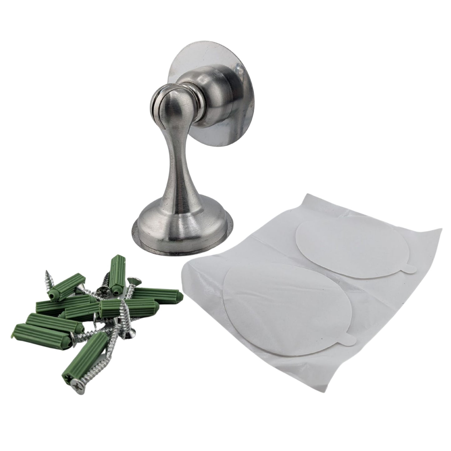 4 Pack Magnetic Door Stopper Brushed Nickel Finish, No-Drill Door Stop with Strong Adhesive