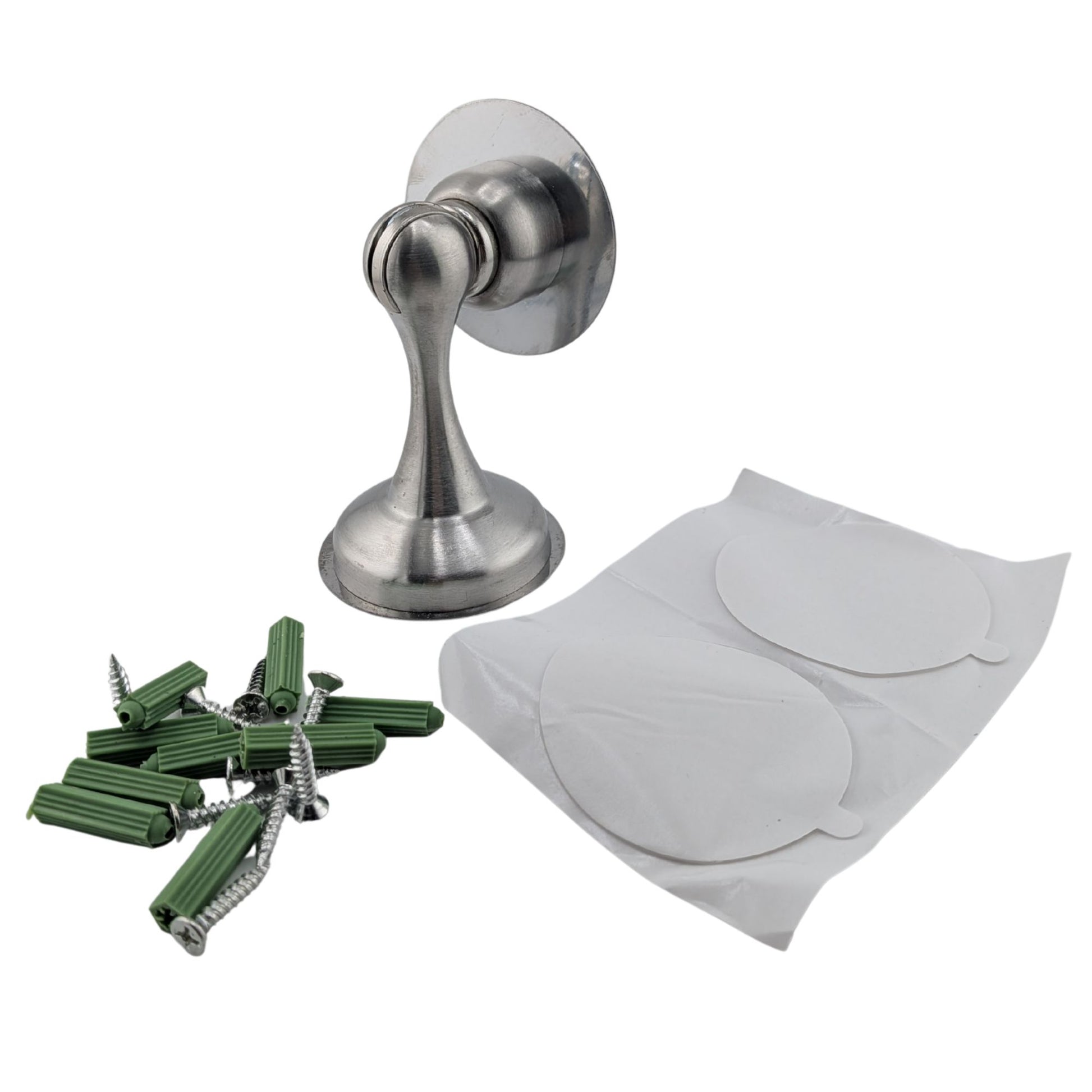 4 Pack Magnetic Door Stopper Brushed Nickel Finish, No-Drill Door Stop with Strong Adhesive