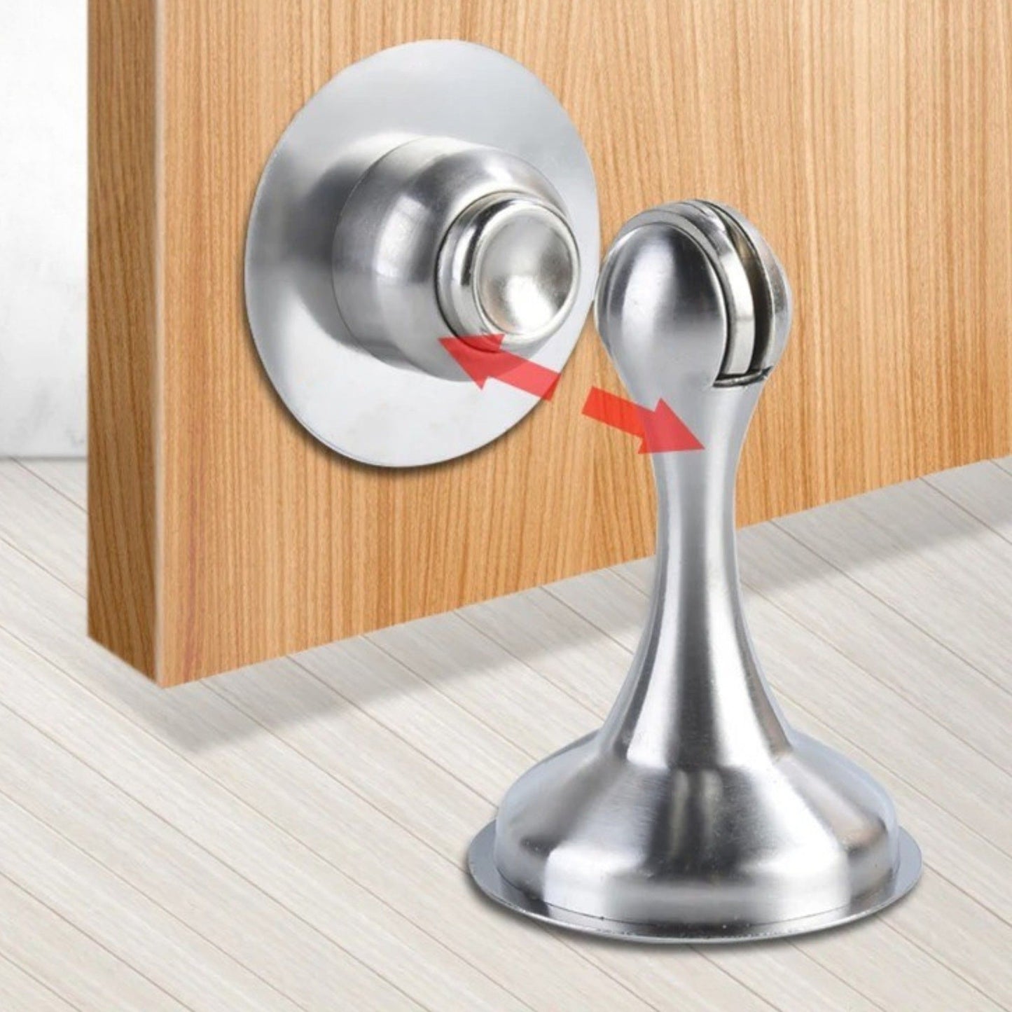4 Pack Magnetic Door Stopper Brushed Nickel Finish, No-Drill Door Stop with Strong Adhesive