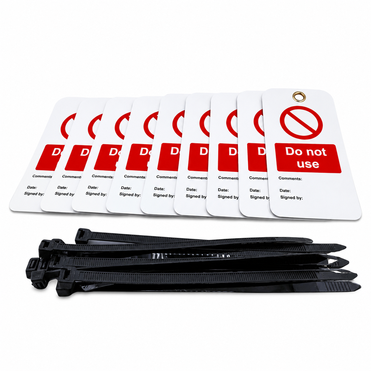 Do Not Use Tags – Set of 10 Lockout Isolation Warning Tags with Cable Ties