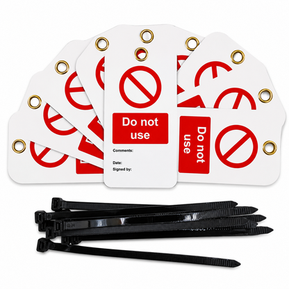 Do Not Use Tags – Set of 10 Lockout Isolation Warning Tags with Cable Ties