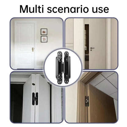 2 pack hidden cross hinges, zinc alloy, 180 degree adjustable invisible hinges for wooden doors