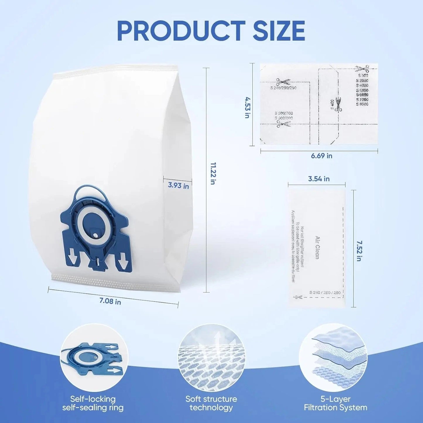 24 Pack C3 Vacuum Hoover Bags for Miele GN, Fits C1 C3 S2 S5 S8 Series 9917710