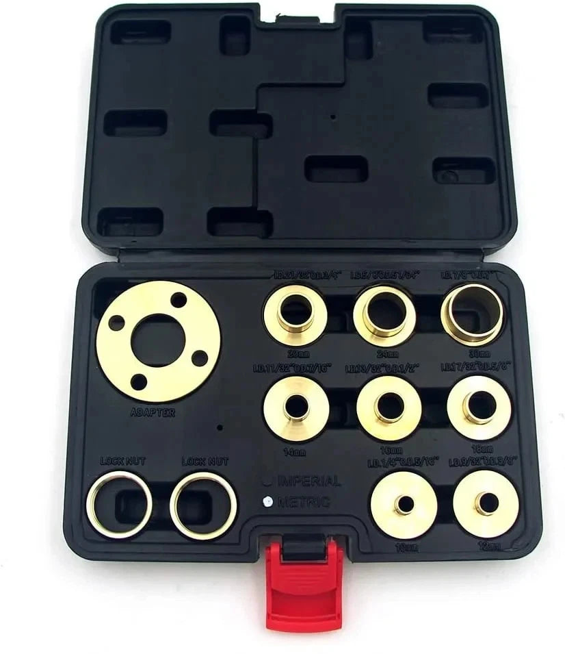 11pcs Brass Router Guide Bush Set Template Bushing Kit & Lock Nut Adapter