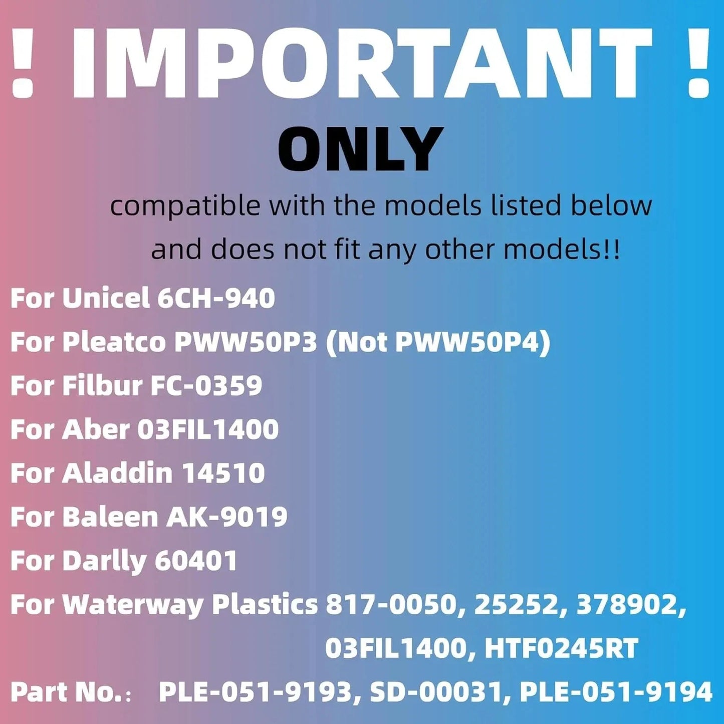 Hot Tub Spa Filter Cartridges PWW50P3 Compatible with Pleatco Unicel 6CH-940