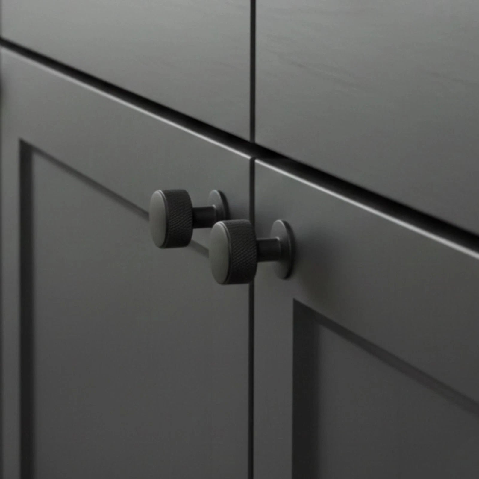 Knurled Matte Black Round Cabinet Knobs for Kitchen, Wardrobe & Furniture