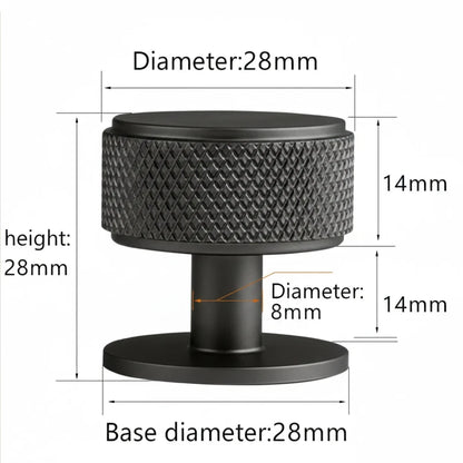 Knurled Matte Black Round Cabinet Knobs for Kitchen, Wardrobe & Furniture