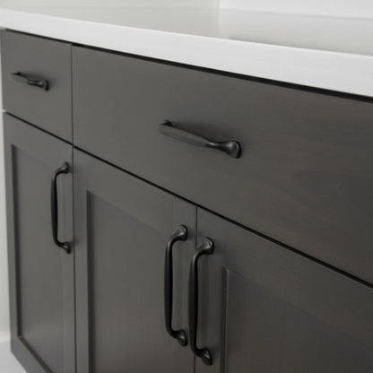 Matte Black Kitchen Cabinet Drawer Pull Handles 128mm Hole Centres & Bolts
