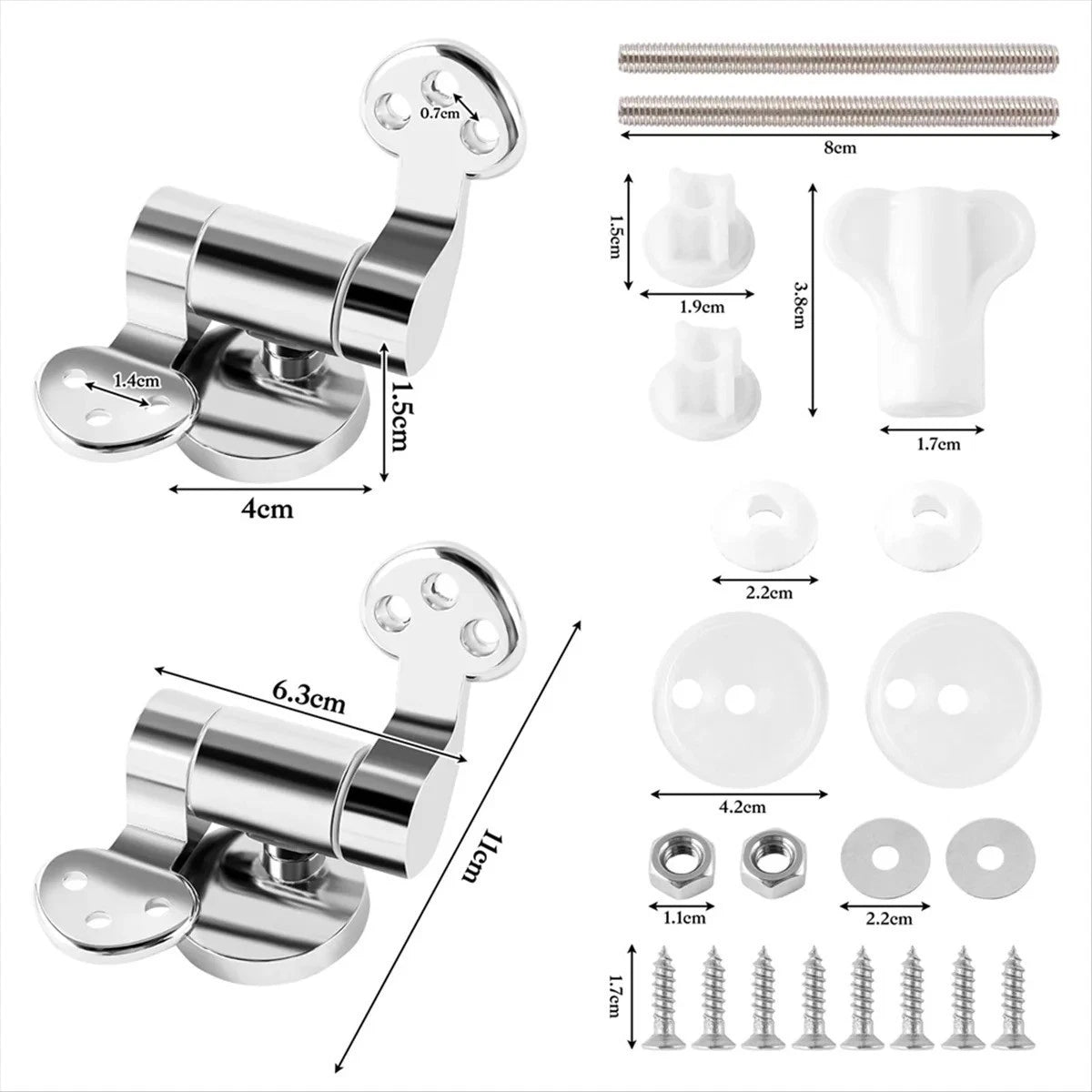 2pcs Replacement Toilet Seat & Lid Soft Close Hinges & Fittings for Most Seats