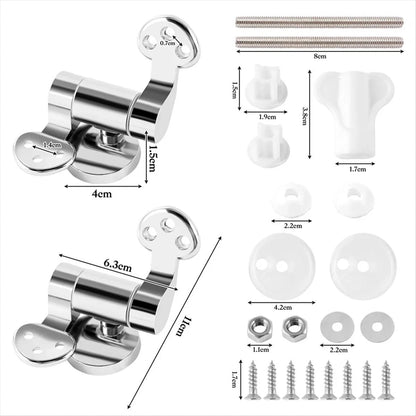 2pcs Replacement Toilet Seat & Lid Soft Close Hinges & Fittings for Most Seats