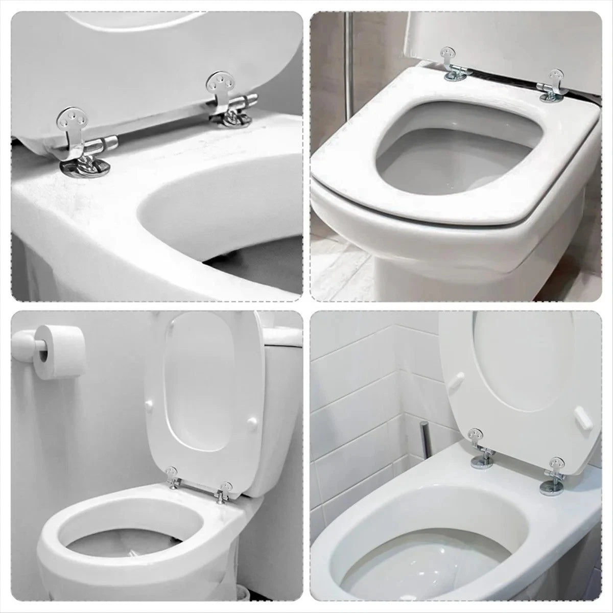 2pcs Replacement Toilet Seat & Lid Soft Close Hinges & Fittings for Most Seats