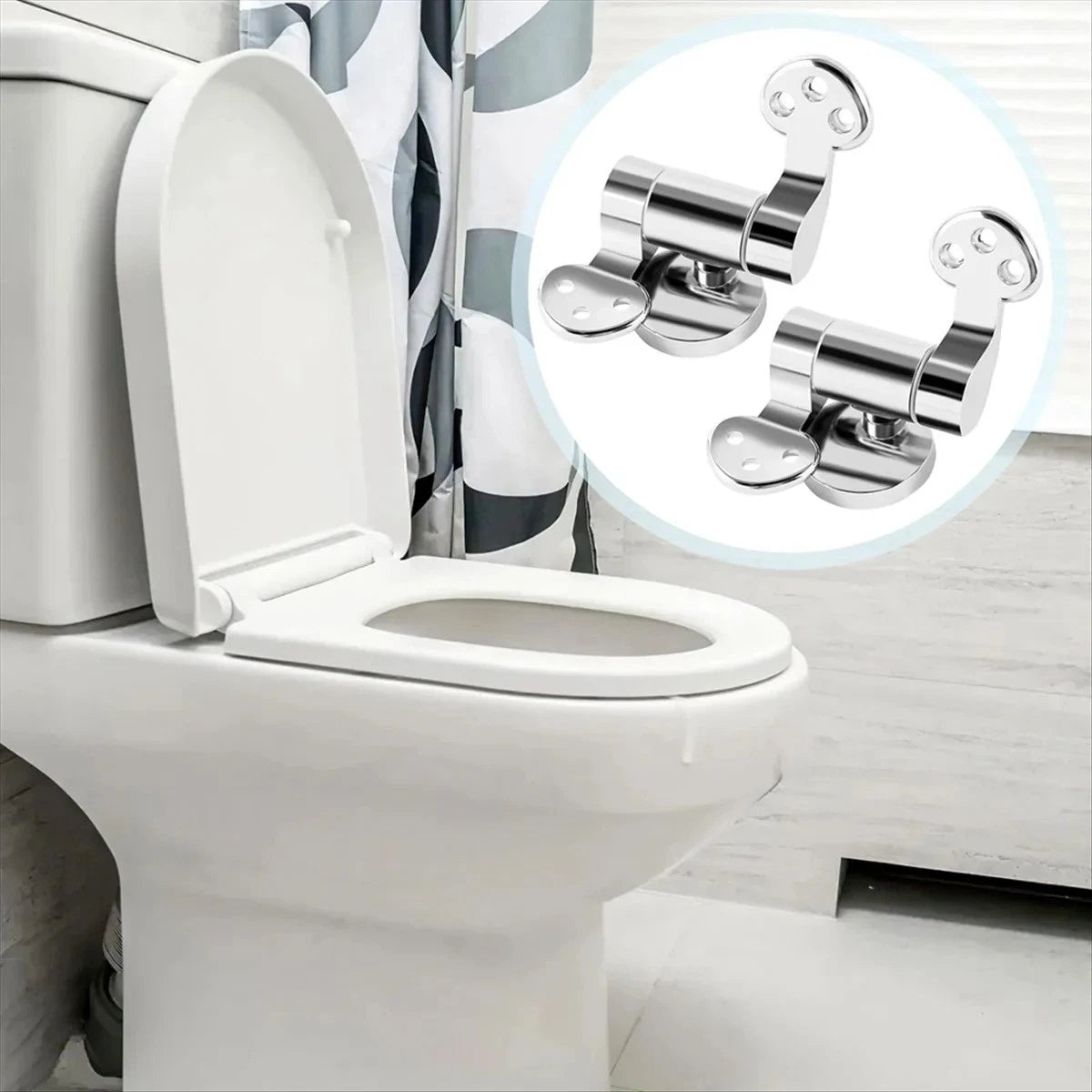 2pcs Replacement Toilet Seat & Lid Soft Close Hinges & Fittings for Most Seats