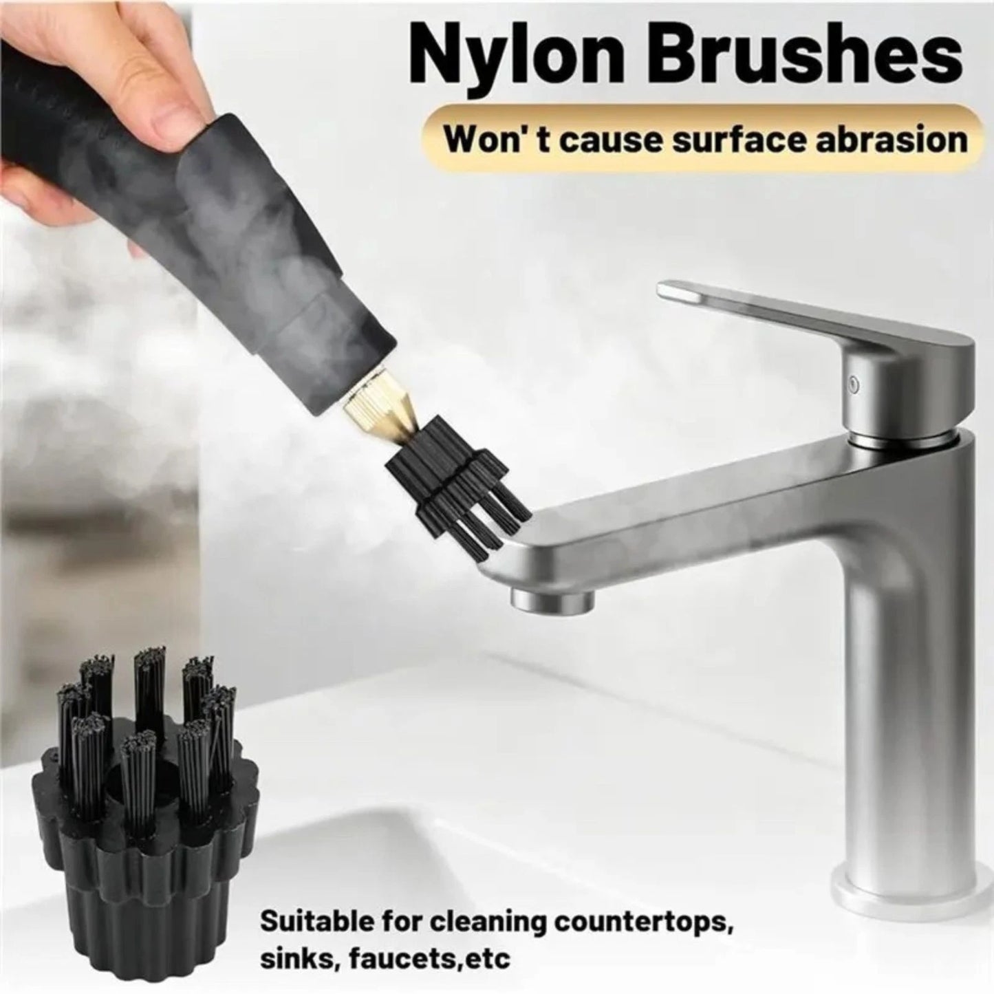 4pcs Replacement Nylon Brushes with M8 Thread for H2O X5 Steam Cleaning Mop