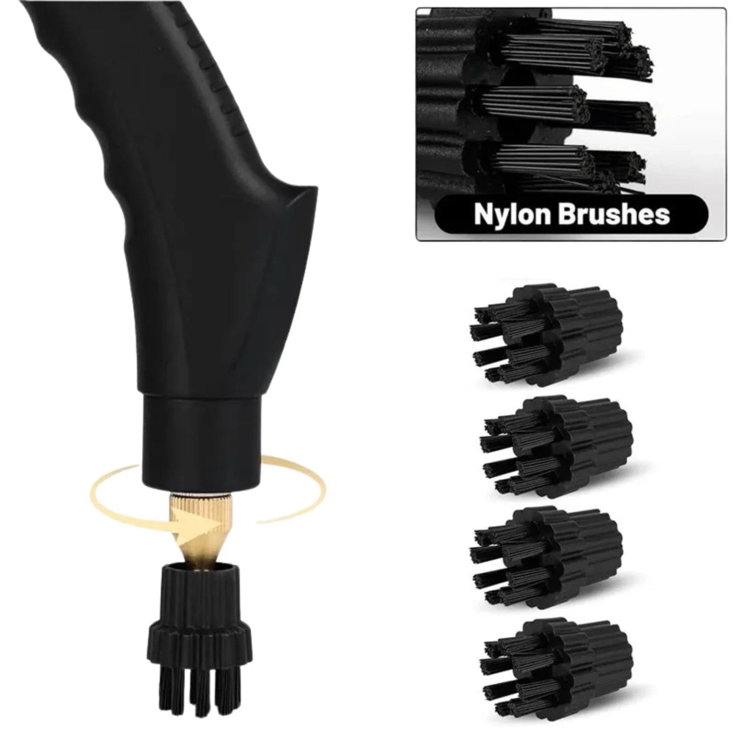 4pcs Replacement Nylon Brushes with M8 Thread for H2O X5 Steam Cleaning Mop