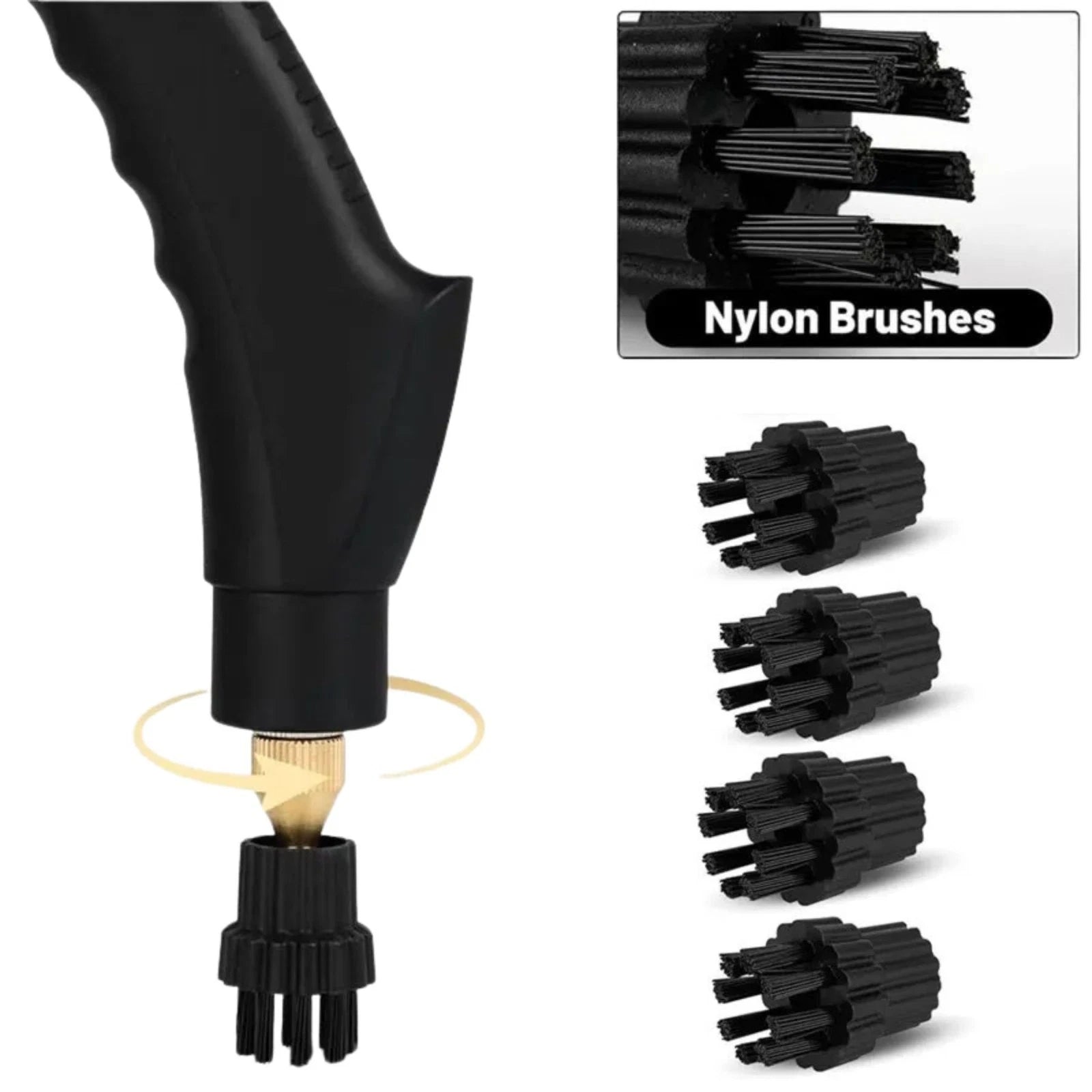 4pcs Replacement Nylon Brushes with M8 Thread for H2O X5 Steam Cleaning Mop