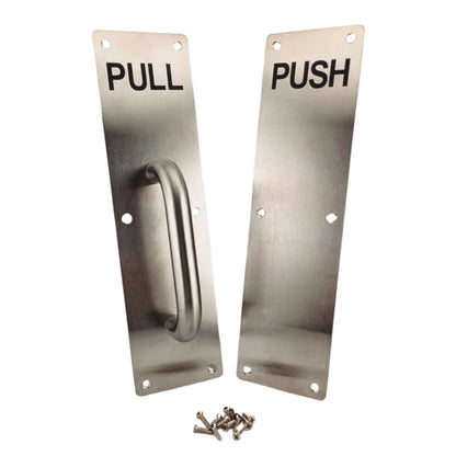 Heavy Duty Stainless Steel Pull Handle, Push Plate & Screws for Work Office Door