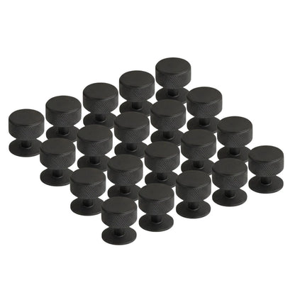 Knurled Matte Black Round Cabinet Knobs for Kitchen, Wardrobe & Furniture