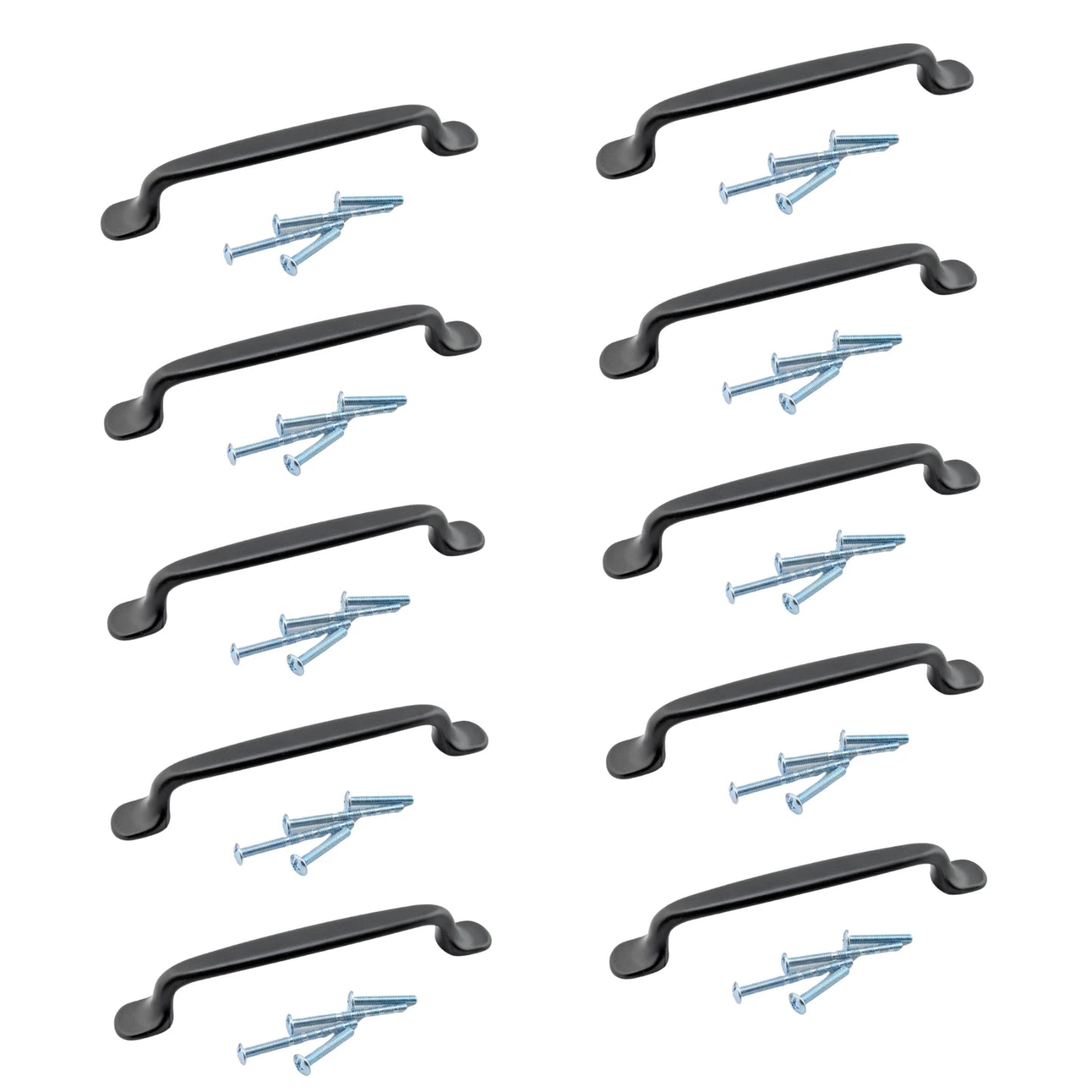 Matte Black Kitchen Cabinet Drawer Pull Handles 128mm Hole Centres & Bolts