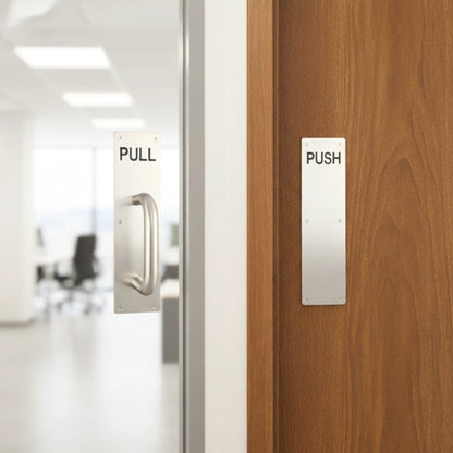Heavy Duty Stainless Steel Pull Handle, Push Plate & Screws for Work Office Door
