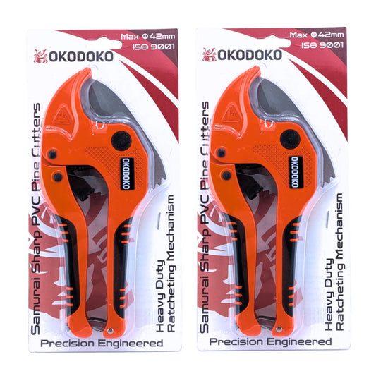 2x Ratcheting Pipe Cutters 42mm Diameter for PVC, PEX & PPR Plastic Pipe / Hoses