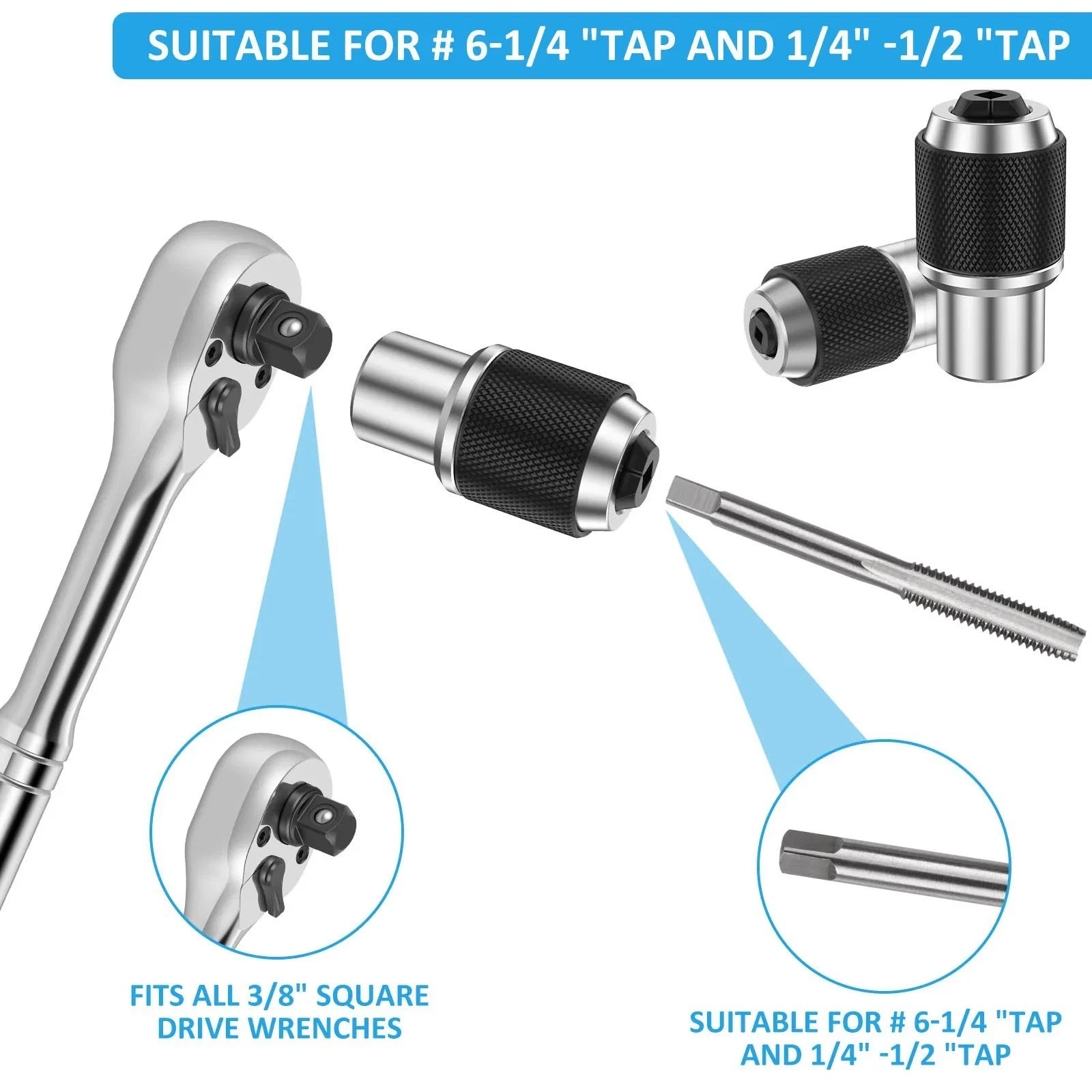 2pcs Adjustable Holder Jaws 3/8" Drive Tools for 3-12mm Tap Reamer Extractors