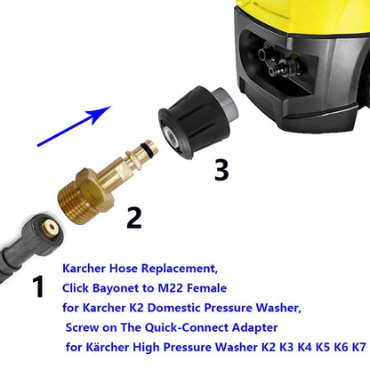 Brass M22 14mm Quick Connect Hose Adapter Set for Karcher K2–K7 Pressure Washers