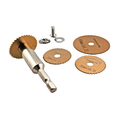 4pcs Titanium-Coated HSS Saw Blades with 1/4-Inch Hex Shank for Drills & Rotary