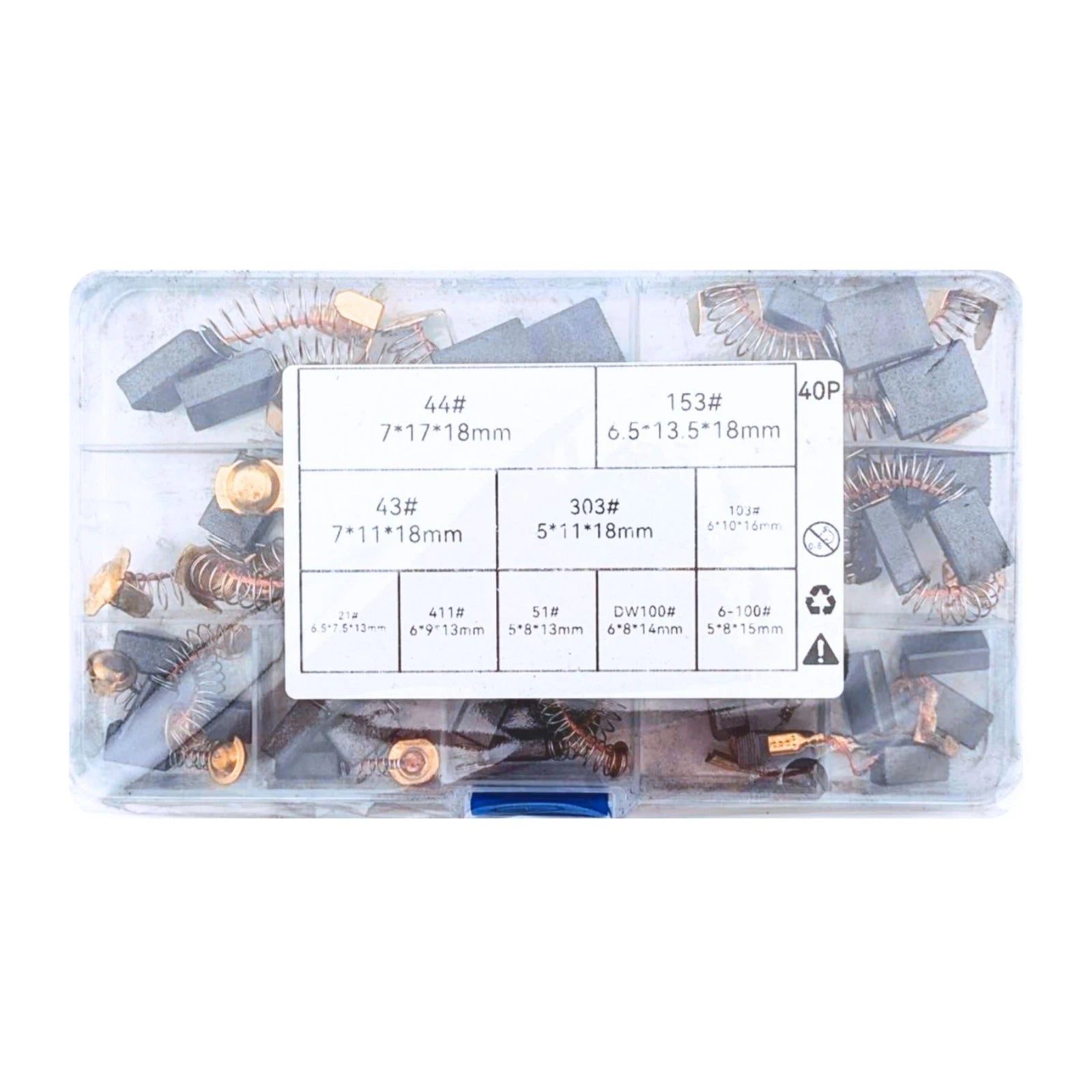 40pcs 10 Sizes Power Tools Motor Carbon Brushes Kit - Drills, Saws, Grinders etc