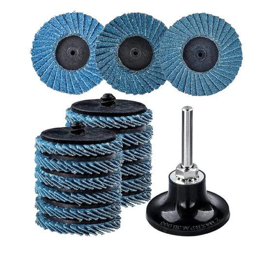 15pcs 50mm Flap Disc Kit Quick Change Sanding Wheels 40/60/80 Grit with Holder