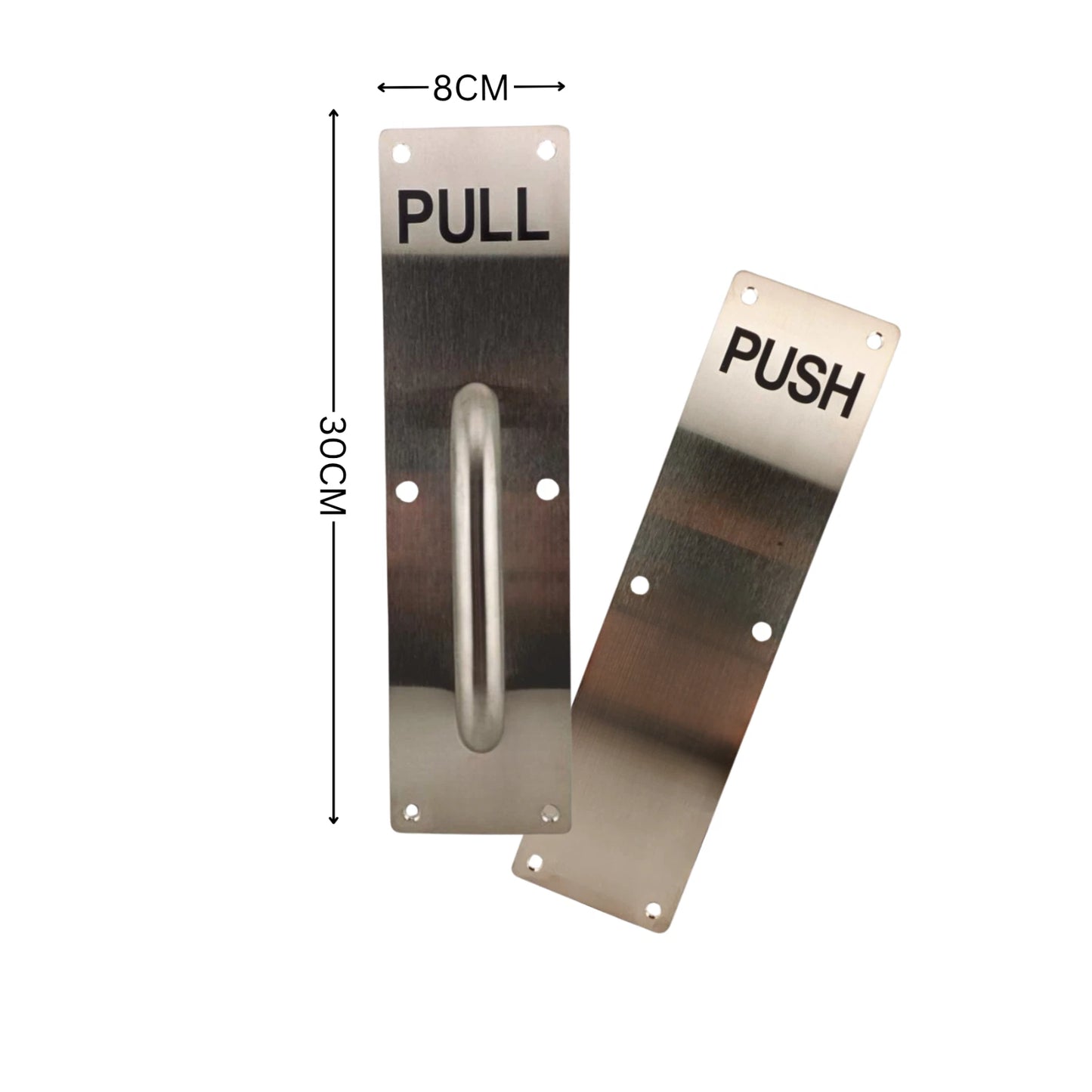 Heavy Duty Stainless Steel Pull Handle, Push Plate & Screws for Work Office Door