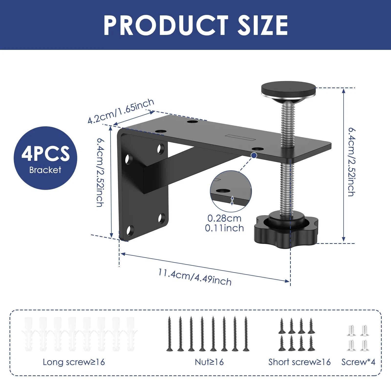 4pcs Heavy Duty Adjustable Undermount Sink Support Brackets Kit with Fixings