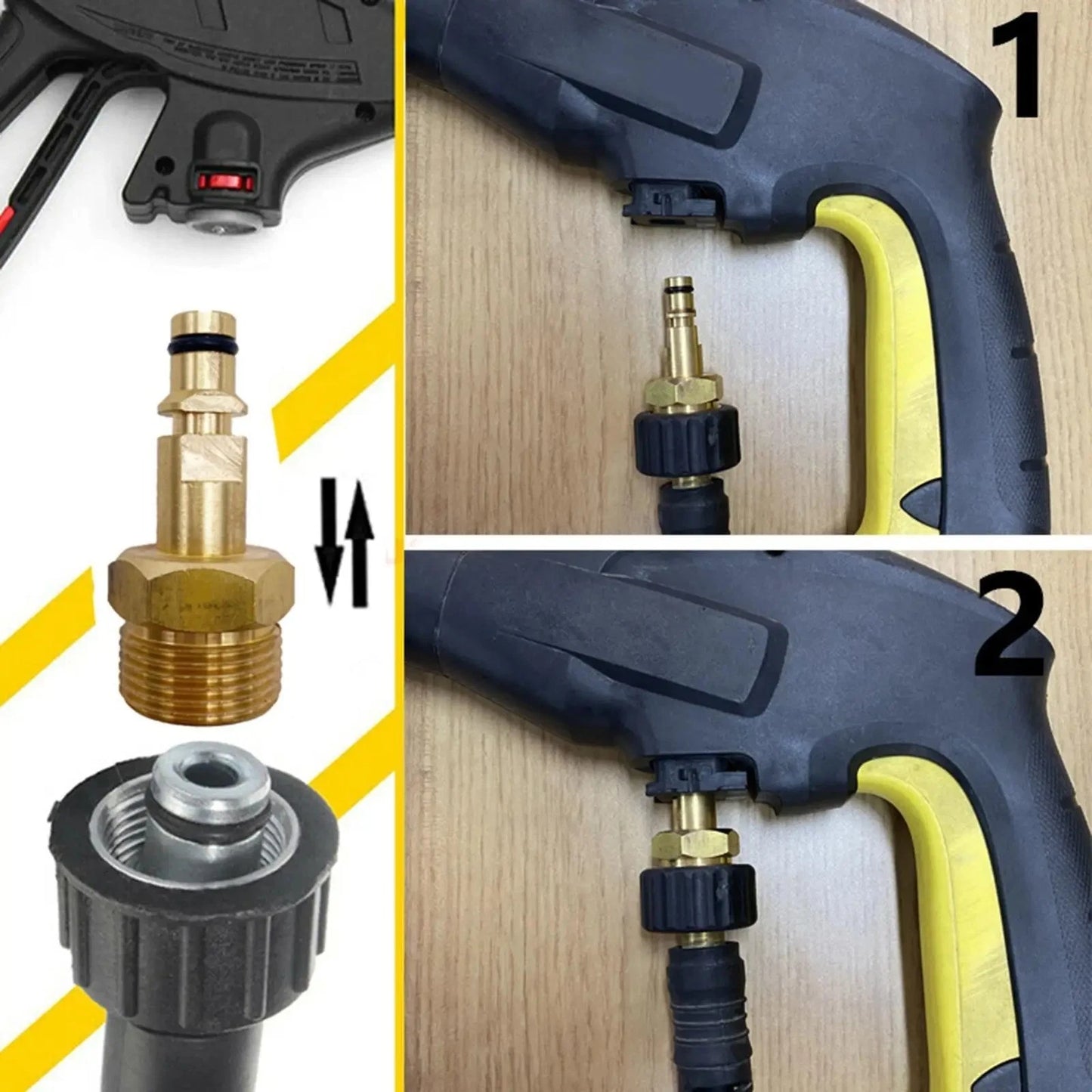 Brass M22 14mm Quick Connect Hose Adapter Set for Karcher K2–K7 Pressure Washers