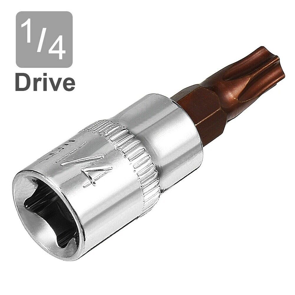 5 Pcs 1/4" Drive x T30 Torx Bit Socket S2 Steel Bits CR-V Sockets 38mm Length