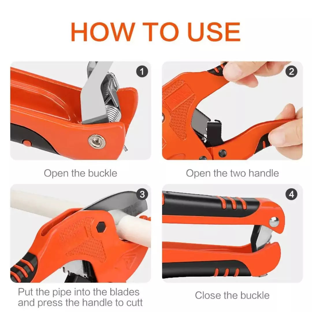 2x Ratcheting Pipe Cutters 42mm Diameter for PVC, PEX & PPR Plastic Pipe / Hoses