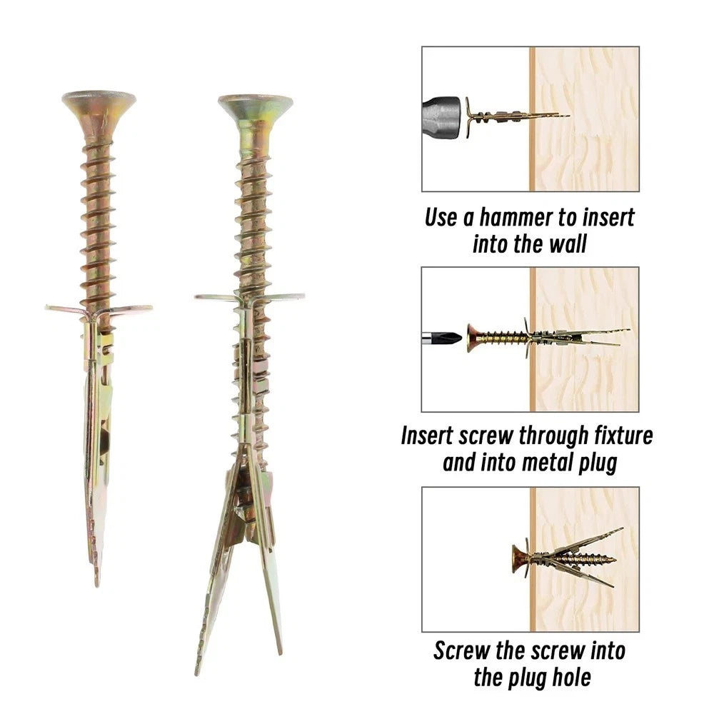 20 Sets Self-Drilling Anchors with Screws Set Drywall Anchor Expansion Dowels