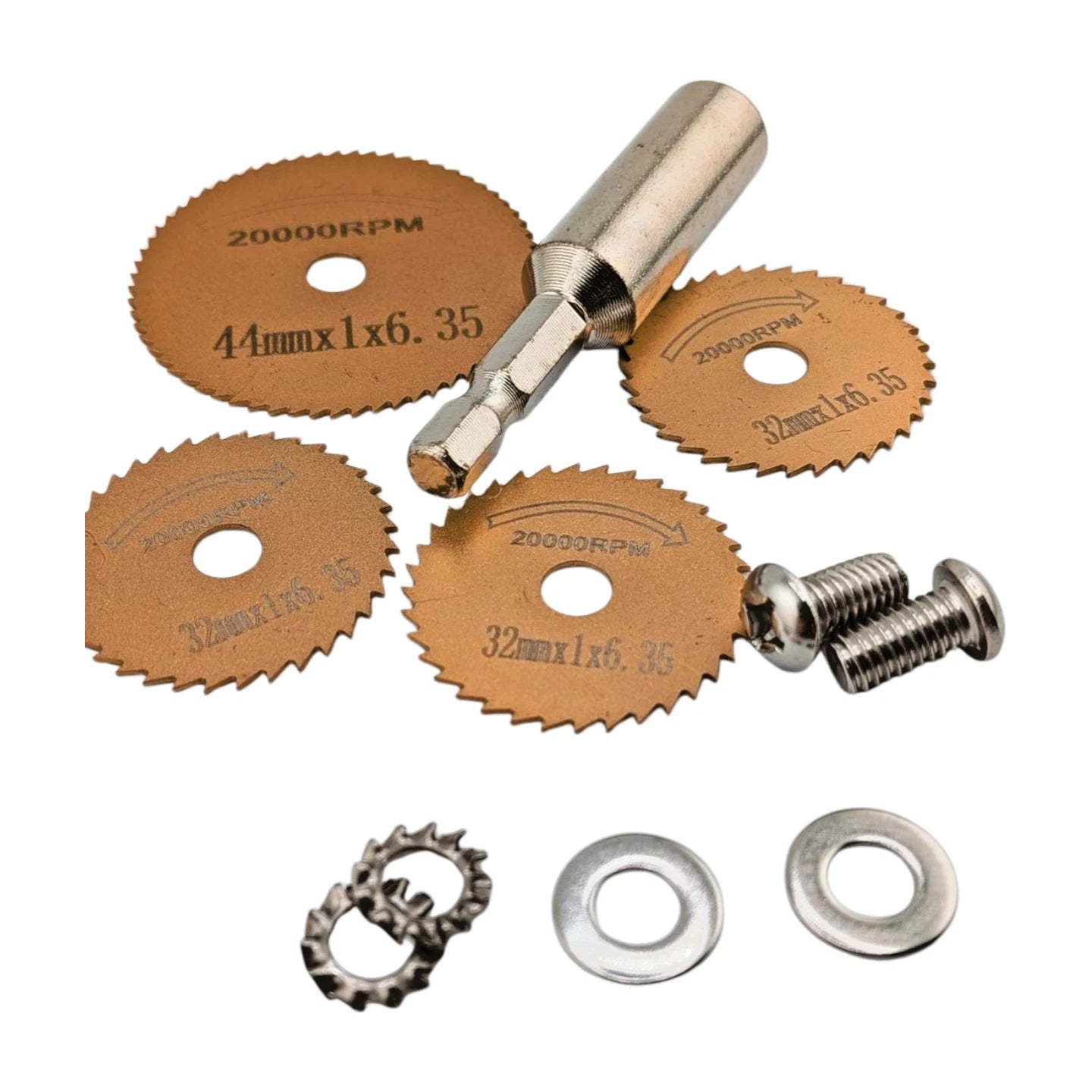 4pcs Titanium-Coated HSS Saw Blades with 1/4-Inch Hex Shank for Drills & Rotary