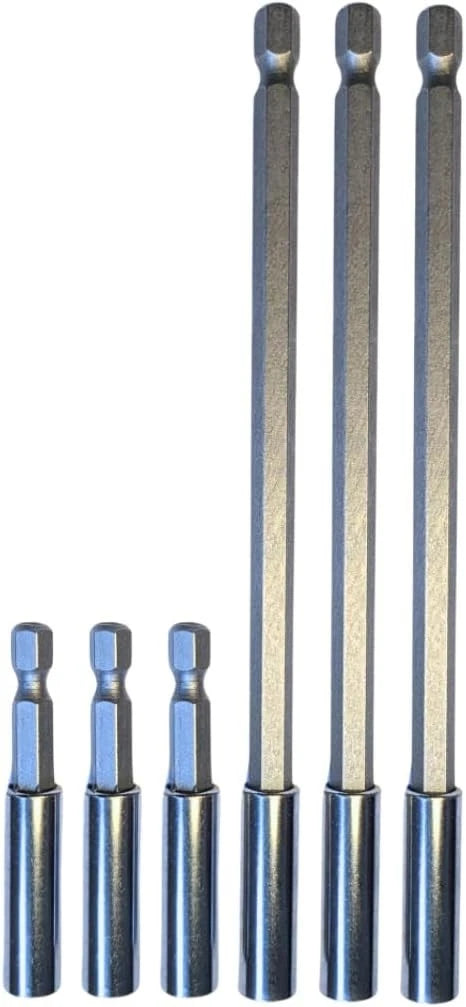 6pcs 60mm & 150mm Magnetic Drill Bit Holders 1/4" Hex for Impact Drivers