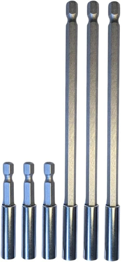 6pcs 60mm & 150mm Magnetic Drill Bit Holders 1/4" Hex for Impact Drivers