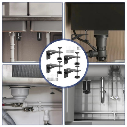 4pcs Heavy Duty Adjustable Undermount Sink Support Brackets Kit with Fixings