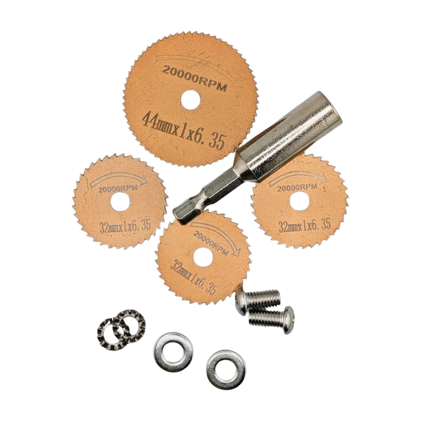 4pcs Titanium-Coated HSS Saw Blades with 1/4-Inch Hex Shank for Drills & Rotary