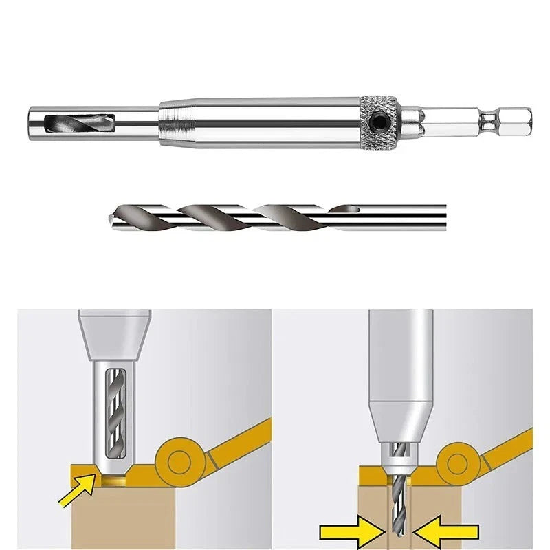 4pc Self Centring Door Hinge Drill Bits Set 1/4"" Hex - 5/64" 7/64" 9/64" 11/64"