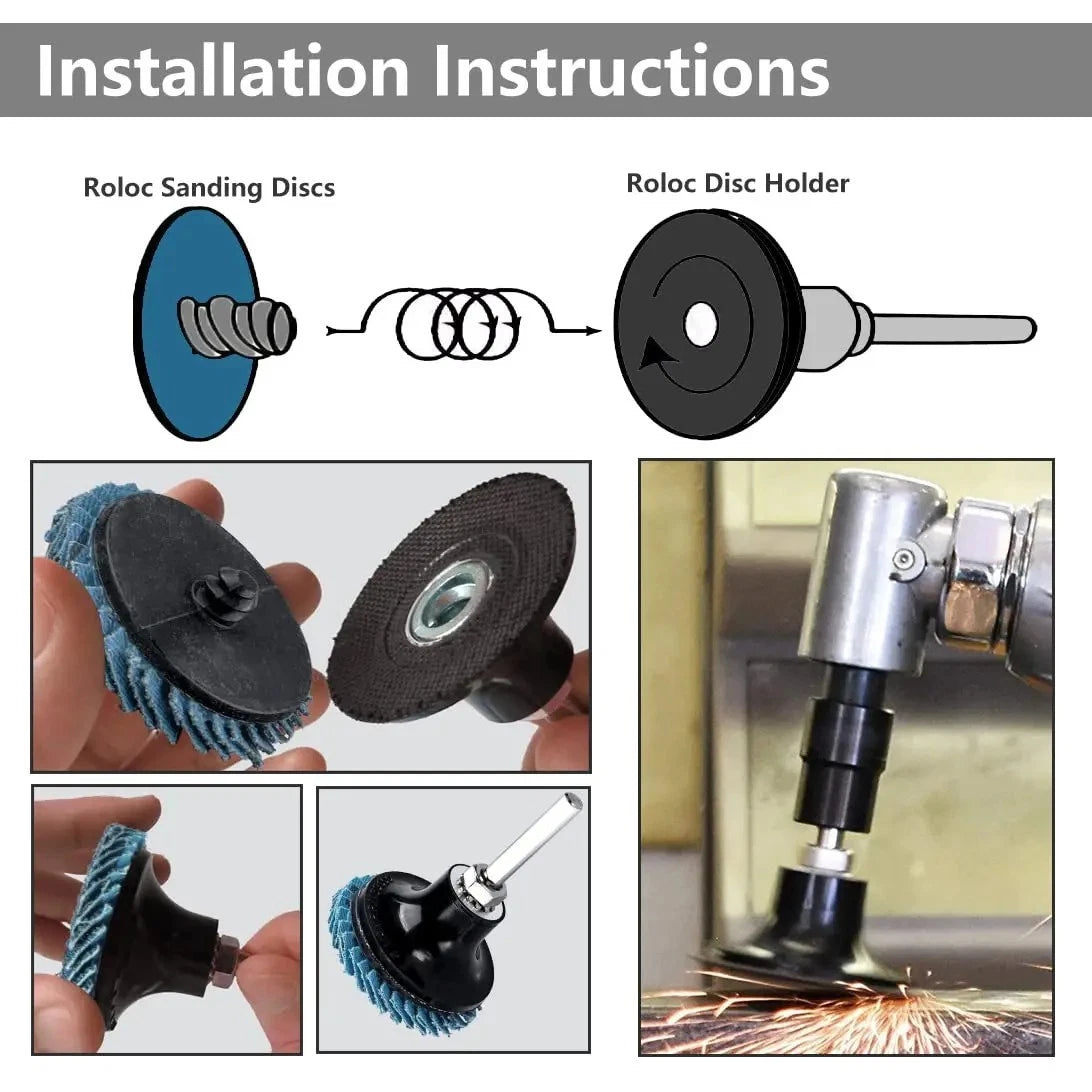15pcs 50mm Flap Disc Kit Quick Change Sanding Wheels 40/60/80 Grit with Holder